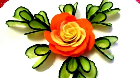 How To Make Carrot Rose Flower Cucumber Design Leaf And Vegetable