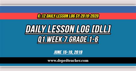 Daily Lesson Log Dll Q Week Grade All Subjects Deped Teacher