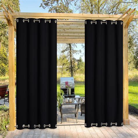 Top And Bottom Grommet Windproof Outdoor Curtains For Patio 2 Panels