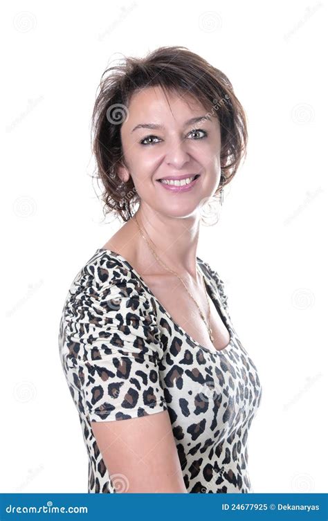 Beautiful Brunette Mature Woman Smiling Stock Image Image Of Beautiful Positive 24677925