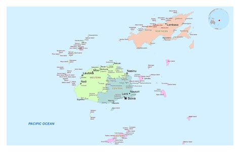 Large Political And Administrative Map Of Fiji With Cities Towns And