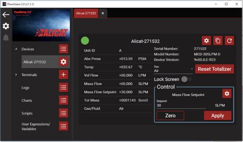 New Flowvision 20 Software For Alicat Meters And Controllers