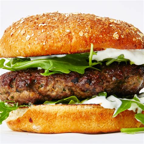 Lamb Burgers With Yogurt Sauce and Arugula Recipe Bon Appétit
