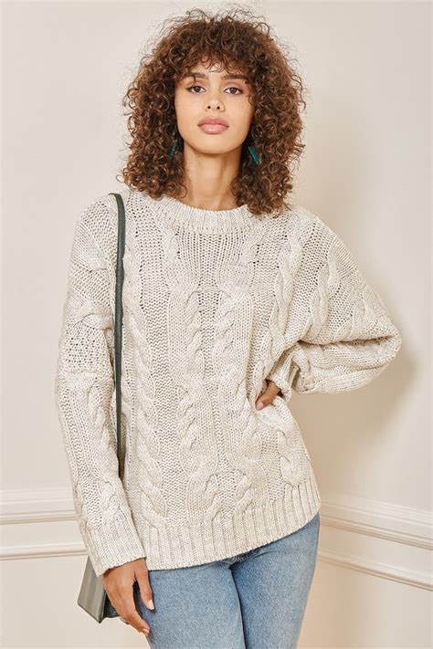 Cozy Beige Sweater Cable Knit Sweater Oversized Sweater Lulus