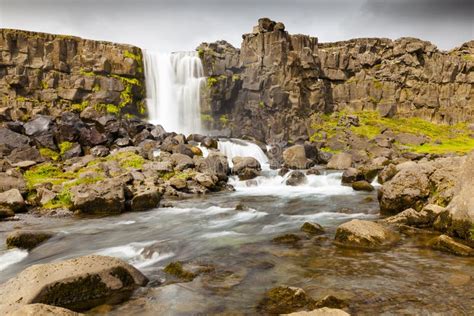 Pingvellir Waterfall Iceland Stock Photo Image Of Flow Drifting
