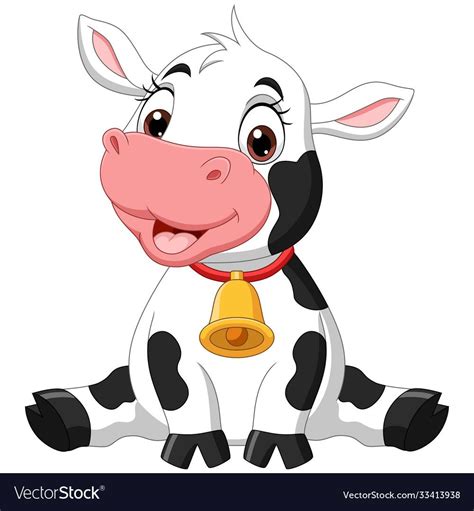 Cute Baby Cow Cartoon Sitting Vector Image On Vectorstock Cute Baby