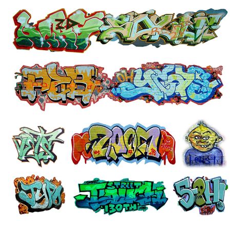 Graffiti Written In Different Colors And Shapes