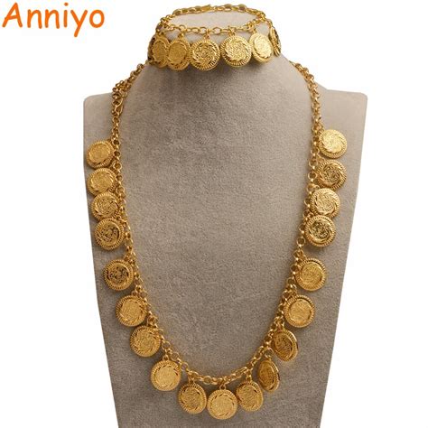 Buy Anniyo 78cm Necklaces And 20cm Bracelet Gold Color