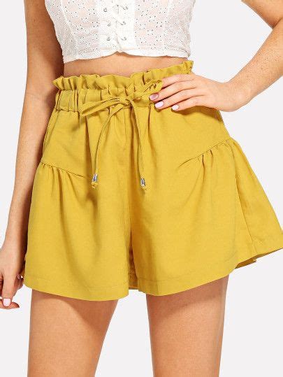 Frill Trim Drawstring Waist Shorts Drawstring Waist Shorts Balloon Pants Short Outfits