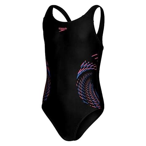 speedo mädchen badeanzug plastisol platzierung muscleback schwarz rosa badeanzug schwimmshop