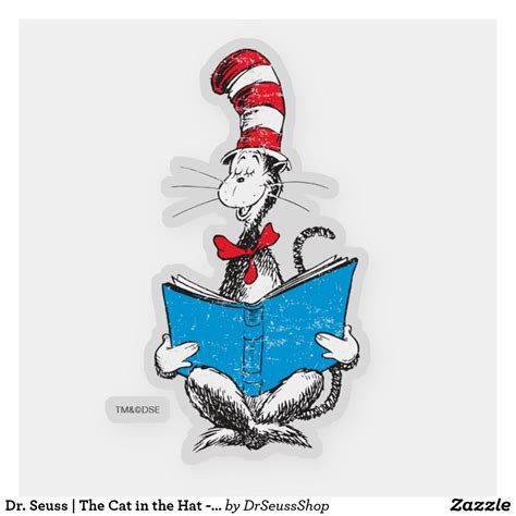 Dr Seuss The Cat In The Hat Reading Sticker Zazzle Dr Seuss
