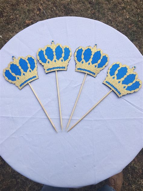 Royal Prince Baby Shower Crown Picks Crown Centerpiece Etsy