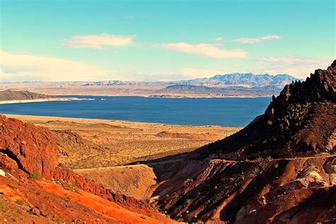 Aerial Photo Of A Mountain And Lake Lake Mead Boulder City Nevada Hd
