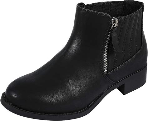 luoika women s wide width ankle booties classic stacked heel side zipper enclosure winter boots