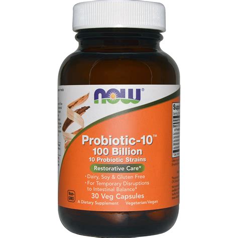 Now Foods Probiotic 10 100 Billion 30 Veg Capsules Dairy Free Gluten