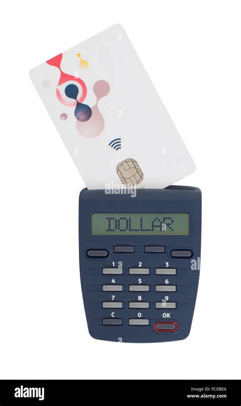 Banking At Home Card Reader For Reading A Bank Card Dollar Stock