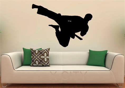 Karate Wall Decal Kick Silhouette Vinyl Stickers Origent Japan Gym