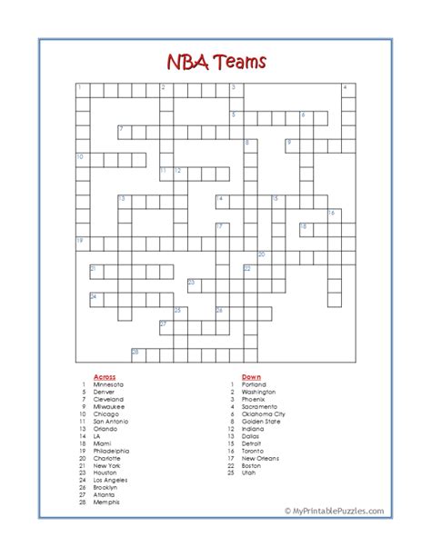 Sports Crossword Puzzle Beginner My Printable Puzzles