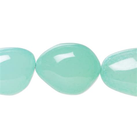 Bead Aqua Blue Chalcedony Dyed Medium To Large Hand Cut Nugget With