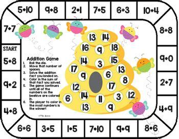 Addition Game Board Addition Games Math Center Activities Board Games