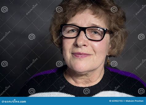 Portrait Of A Beautiful Older Woman With Glasses Stock Image Image Of