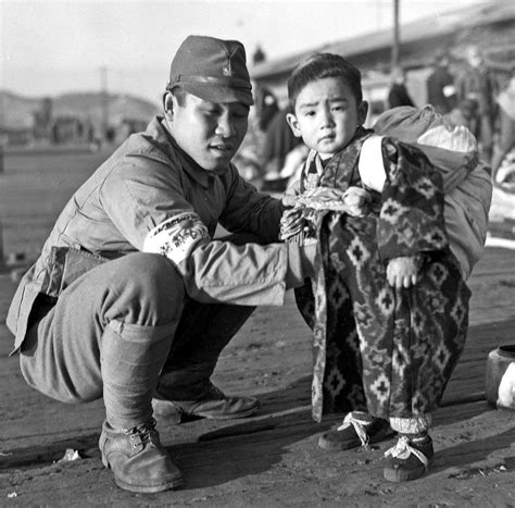 Busan Japanese Soldier And Son December 1945 At The Docks In Fusan Koreans Had Been Brought
