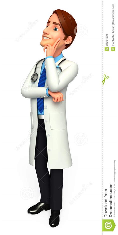 Young Doctor Is Thinking Stock Illustration Illustration Of Card