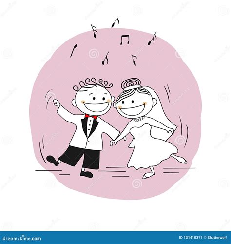 Newlywed Couple Bride And Groom First Dance Stock Vector