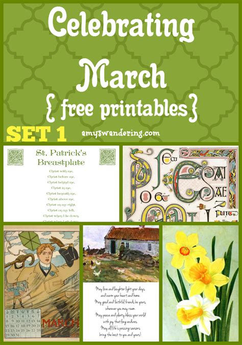 Celebrating March Printables Set 1 Amys Wandering