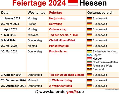 Feiertage Hessen 2024 Kalenderpedia