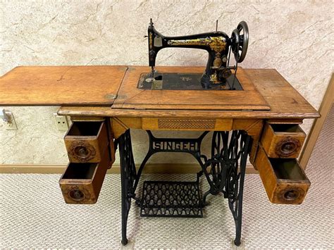 antique singer model treadle sewing machine cabinet drawer brass my xxx hot girl