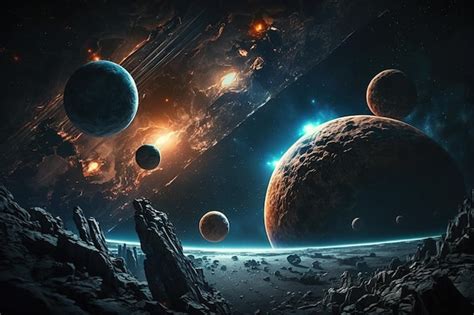 Premium Ai Image Planets In Outer Space Ai Galaxy Cosmos Background
