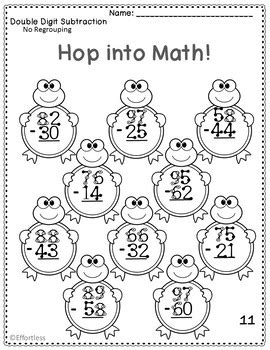 When they get the answer correct, a silly animated character dances and jumps around. Touch Math Subtraction with Frog Theme: Double Digit Subtraction No Regrouping