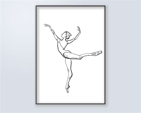 Ballerina4 Ballet Dancer Line Art Print Black Ink Morden Etsy Uk