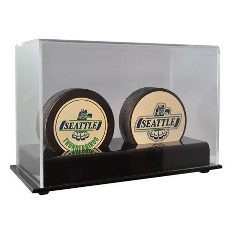 Double Hockey Puck Display Case Acrylic Base Free Shipping