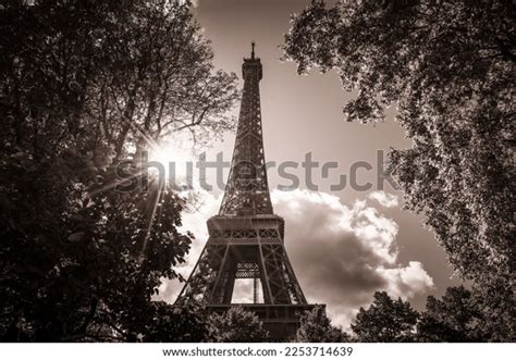 Eiffel Tower Between Trees Paris France Stock Photo 2253714639