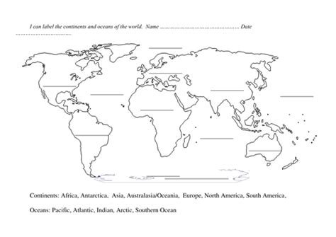 Free printable world maps has printable maps of the world and several outline world maps. Blank World Map to label continents and oceans | Teaching Resources