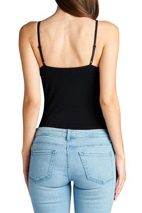 Women Solid Cami Bodysuit W Adjustable Spaghetti Straps Ebay