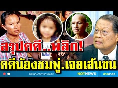 ผบ.ตร.แถลงสรุปคดี น้องชมพู่ ถูกพาไปตาย แต่หลักฐานไม่พอจะออกหมายจับใครได้ ยันไม่ทิ้งคดี แม้มองไม่เห็นพวกเรา แต่ขอให้มั่นใจว่าเราไม่หายไป. สรุปคดีน้องชมพู่ พิรุธ หลายจุด เจอเส้นขน พ่อแม่ล่องหน ล
