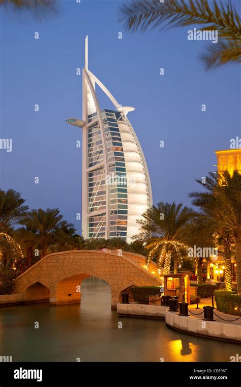 Dubai Madinat Jumeirah And The Burj Al Arab Hotel Stock Photo Alamy