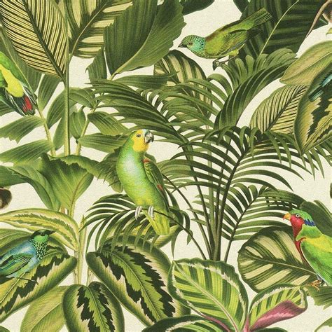 Rasch Tropical Exotic Parrot Wallpaper Jungle Bird Palm