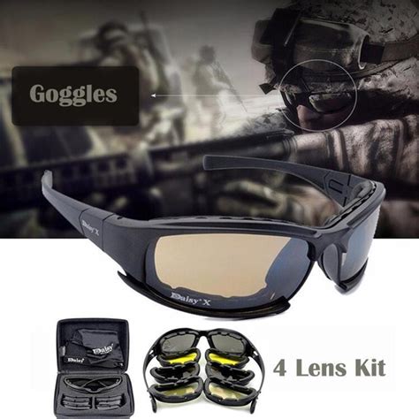 4 Lens Kit Army Goggles Military Sunglasses Men S Outdoor Sports War Game Tactical Glasses Color