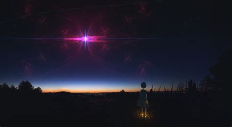 1280x700 Anime Girl Staring At Night Sky 1280x700 Resolution Wallpaper