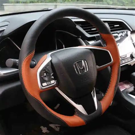 Lsrtw2017 Car Styling Cowl Leather Steering Wheel Cover For Honda Civic
