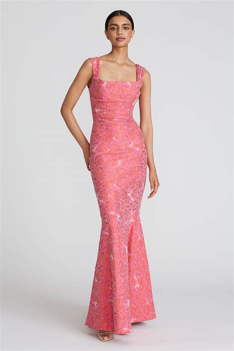 Theia Sabrina Fit And Flare Gown In Poppy