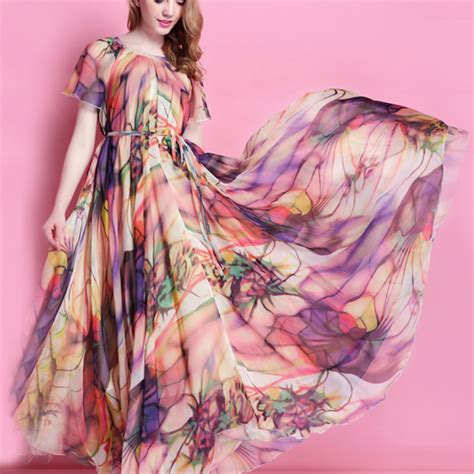 Chiffon Butterfly Sleeves Bridesmaid Holiday Beach Floral Maxi Dress Plus Size Sundress On Luulla