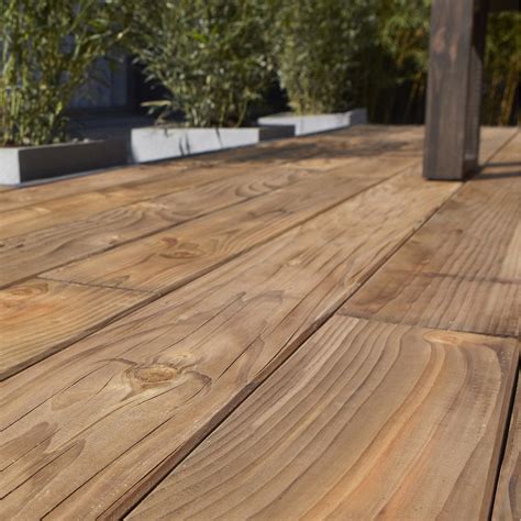 lame de terrasse bois exotique planche bois douglas naterial marron l 250 x l 14 cm x idees