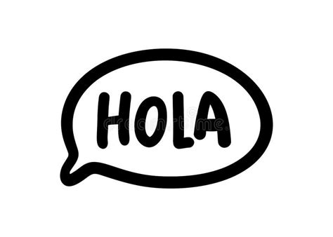 Hola Word Lettering Spanish Text Hello Phrase Hand Drawn Brush