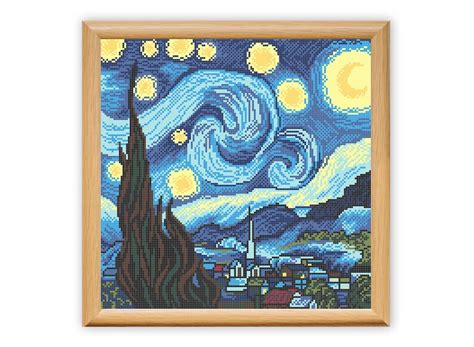 The Starry Night Cross Stitch Pattern Clasical Painting Etsy In 2022