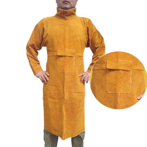 Durable Leather Welding Clothes Long Coat Apron Protective Clothing
